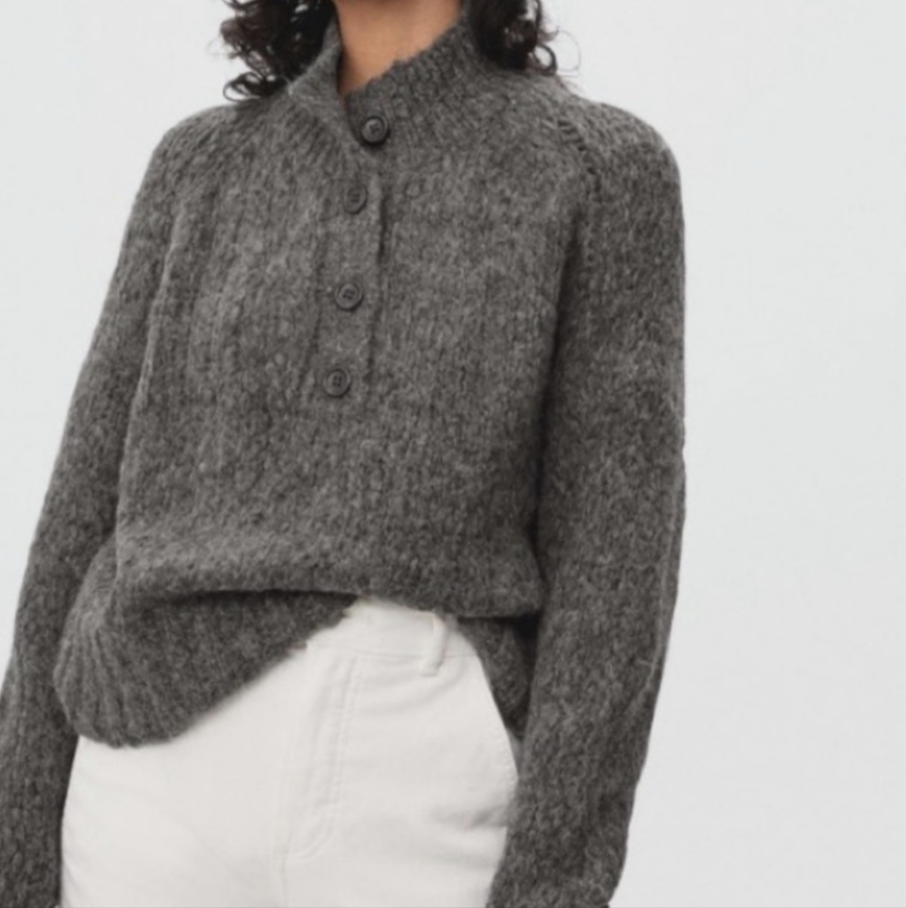 Everlane Alpaca Sweater Lofty Knit Henley